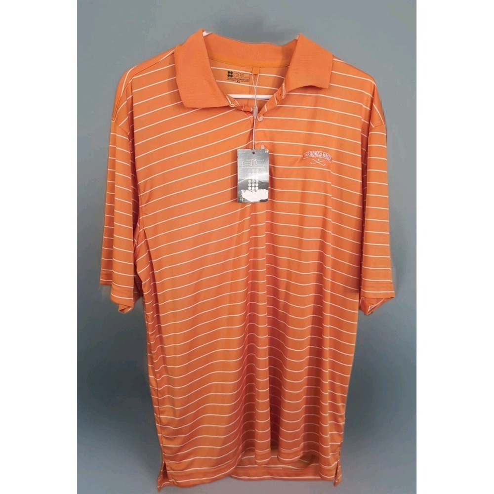 Krooked Creek Polo Golf Shirt XL Orange With White Pinstripes‎